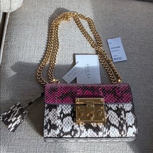Padlock Mini Snakeskin Shoulder Bag,